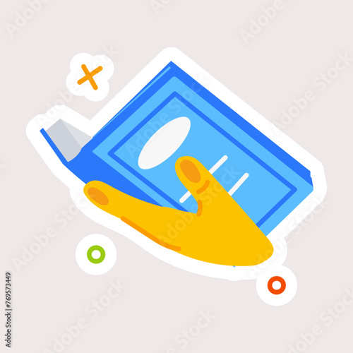 Modern flat sticker of reading handbook 
