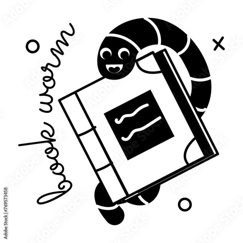 A glyph sticker showing a bookworm 