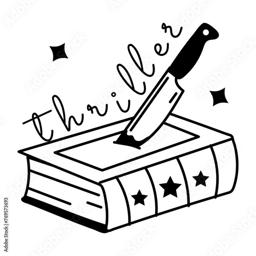 An editable glyph sticker of thriller book 