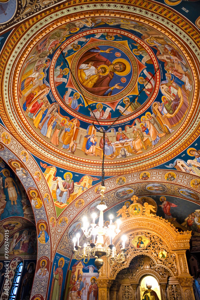 Interior of Archbishop of Suceava and Radauti in Orthodox Monastery of St. John the New in Suceava, Romania	