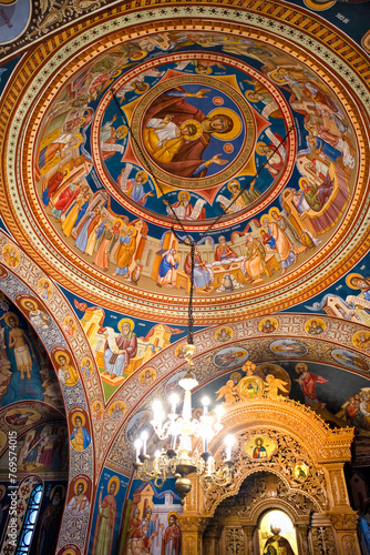 Interior of Archbishop of Suceava and Radauti in Orthodox Monastery of St. John the New in Suceava, Romania 