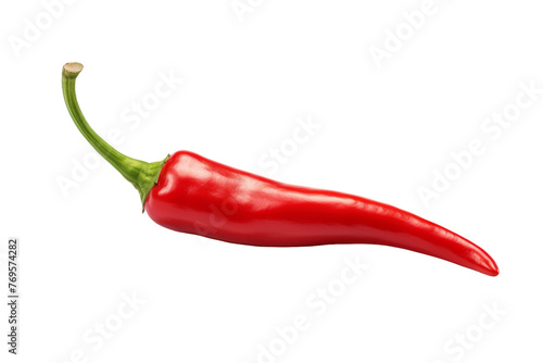 Fiery Elegance: A Vibrant Red Hot Pepper on a Clean White Canvas. On a White or Clear Surface PNG Transparent Background.