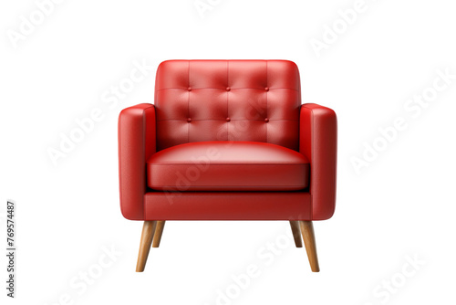 The Vibrant Ruby Chair - A Sit of Elegance. On a White or Clear Surface PNG Transparent Background. © Usama