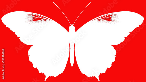Silhouette of a butterfly on a red background