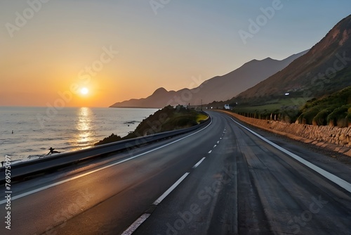 sunset on the highway