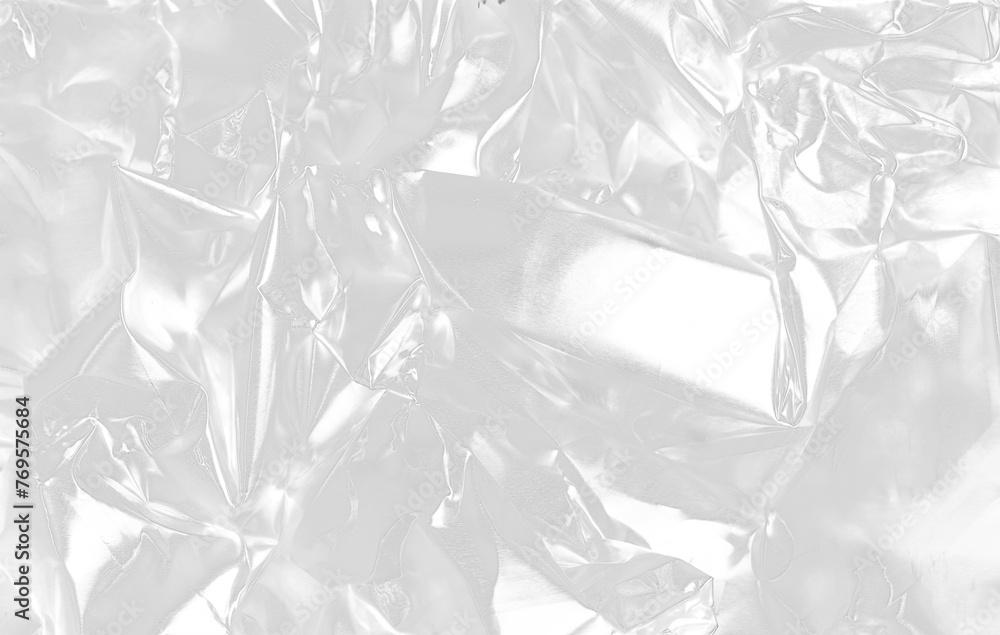 Filtro fotografico trasparente effetto foglio metallico alluminio piegato stropicciato in scala di grigio su sfondo trasparente - obrazy, fototapety, plakaty 