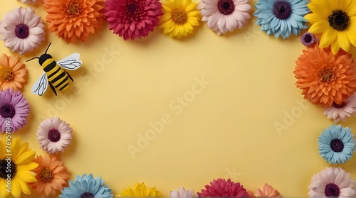 Close- up of Orange Cosmos Sulphureus flower on a blur background  geneative ai   photo