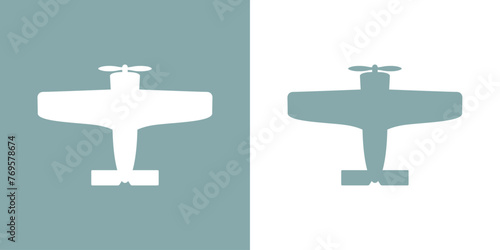 Silueta de avión de hélice pequeño retro. Avión propulsado ​​por un solo motor