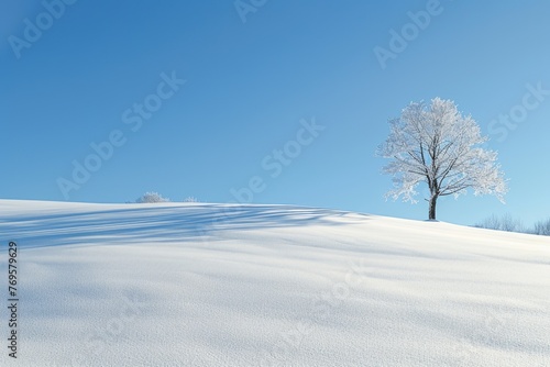A pristine snowy landscape under a clear blue sky symbolizing purity and calmness photo