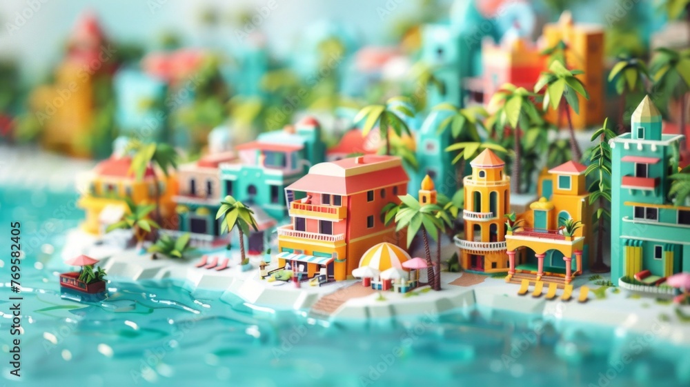 Origami Paper Town: Cancún Beach and Nightlife Essence

