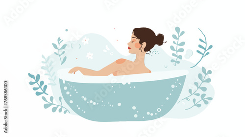 Woman in Bath Flat vector isolated on white background