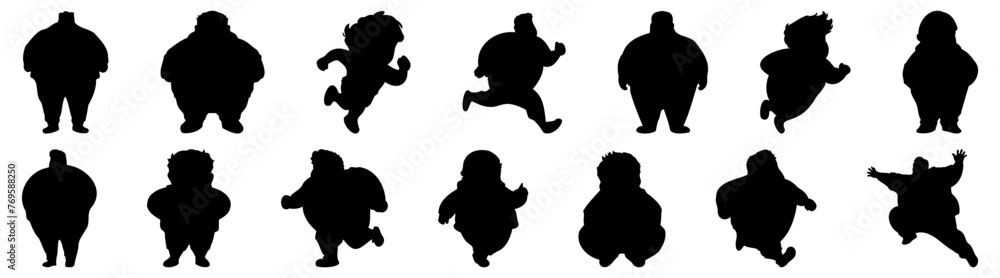 Fat people silhouette set vector design big pack of illustration and icon