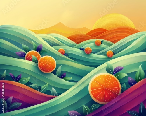 Valencia starberry Curve Smoothing Calming Rhythms Innovative Vector Landscapes , photo