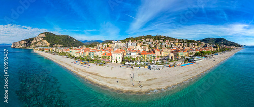 Konstfotografi Finale, Ligure - Italy - Aerial view of the beautiful Italian mediterranean vill