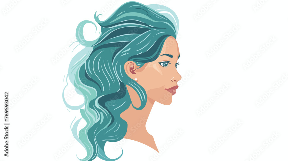 Turquoise Lady flat vector isolated on white background