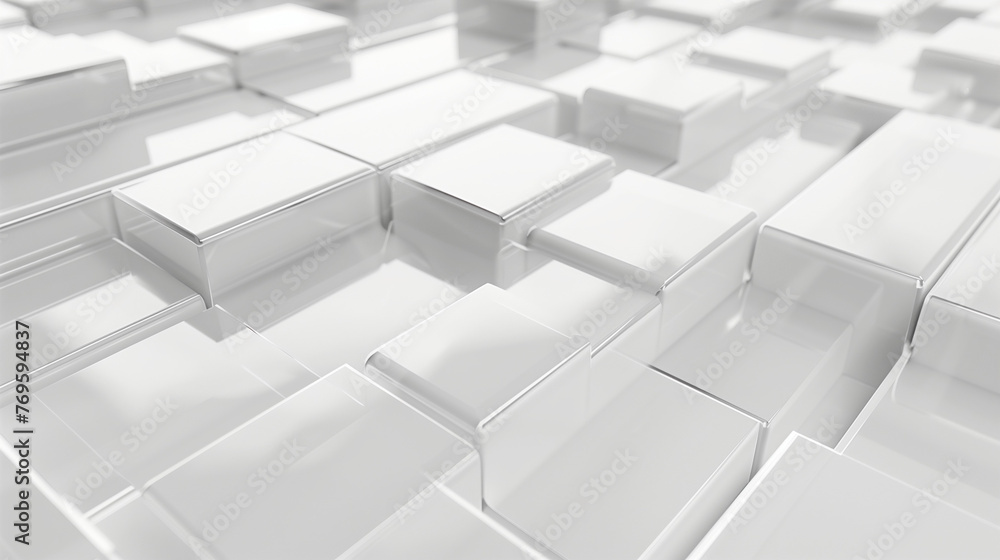 Fototapeta premium white rectangulartiling background, white acrylic material, in the style of opaque resin panels. OC Rendering. AI Generated