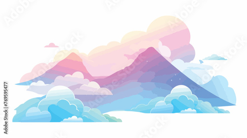 Beautiful fantasy pastel clouds againt with top of hills