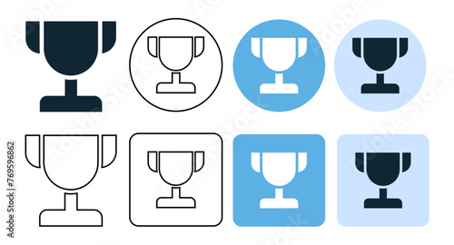 set of trophy icon in trendy flat style, win, winner , award, prize, champion win trophy