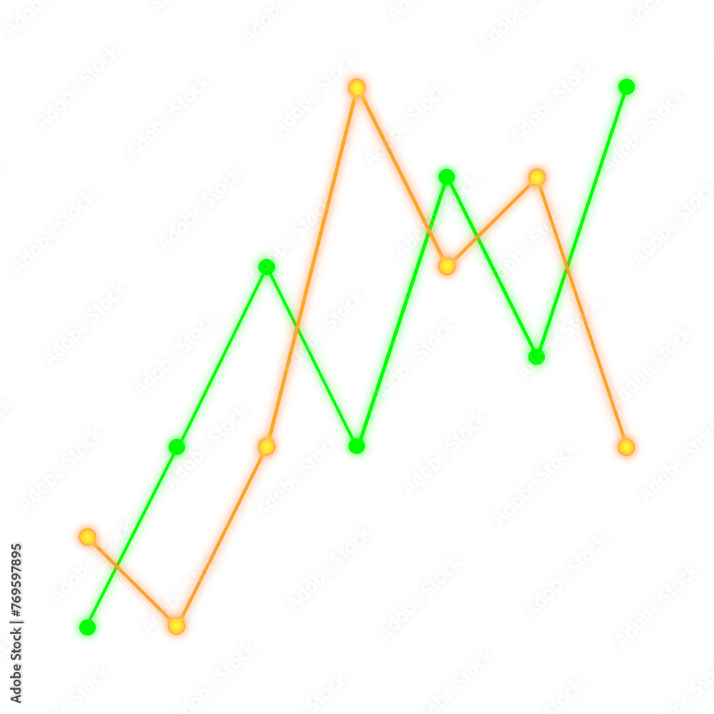 Fluctuating Line Graph with Glow Effect Isolated on White Fluctuating Line Graph with Glow Effect Isolated on White