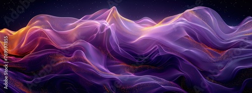 Elegant Purple Satin Fabric Waves in Abstract Design 