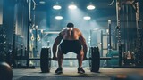 Athletic Man lifting Barbell At Modern Gym - Fitness, Strength Training, and Healthy Lifestyle Concept