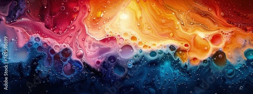 Surreal Abstract Fluid Art with Vivid Swirls and Bubble Accents , wallpaper , Digital art 