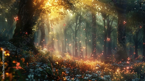 Cozy Forest Haven  Serene and Enchanting Landscape in Surreal Harmony  High-Quality Image for Natural Texture and Warmth Appreciation