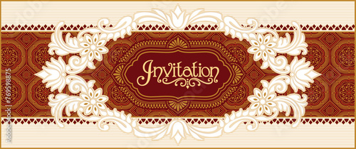 Indian wedding invitation card designs. Vector illustrations	
