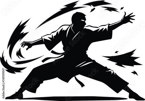  aikido athlete silhouette vector illustration 