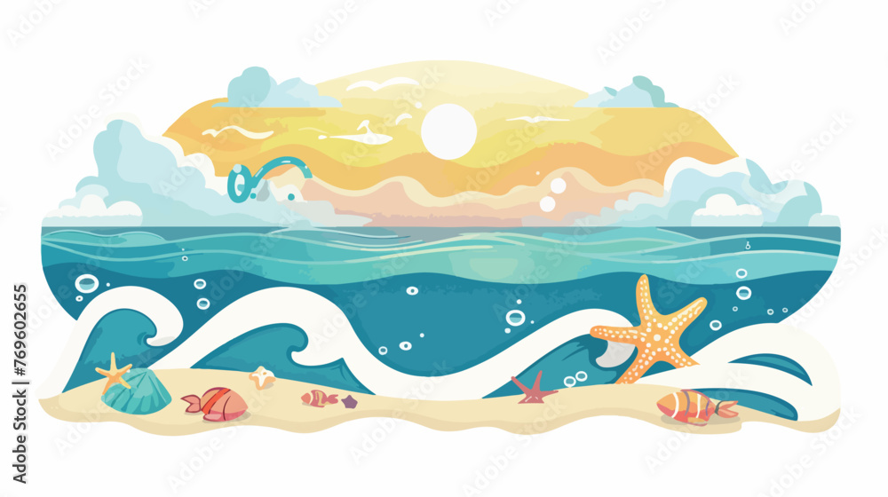 To the sea flat vector isolated on white background 