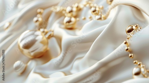 Elegant gold beauty ornament adorning a pristine white canvas.