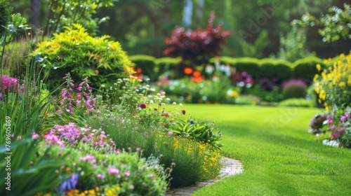 Diverse Flowers in Lush Garden