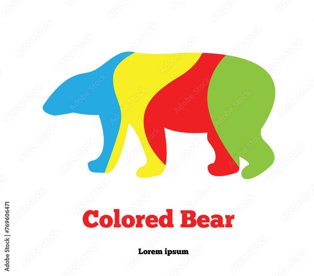 Obraz premium Colored Bear Illustration Isolated on White Copy Space. Animals and wildlife concept vector