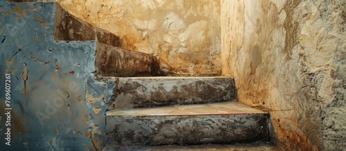 View of an aged concrete stairway