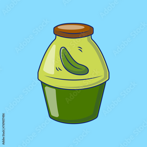 Pickles Juice Bottle Cartoon Vector Icons Illustration. Flat Cartoon Concept. Suitable for any creative project.