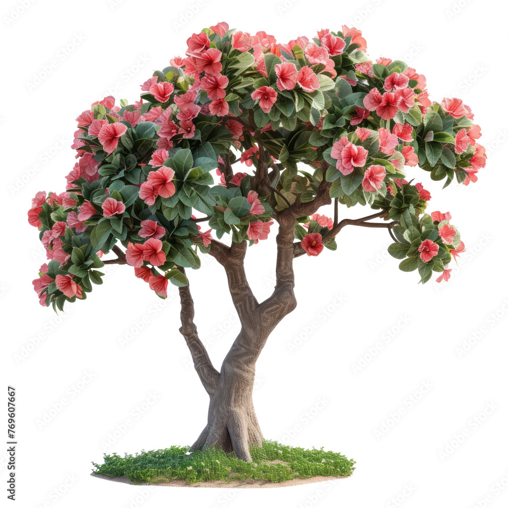 Tropical Flower shrub bush fence tree isolated on transparent background With clipping path. cut out. 3d render