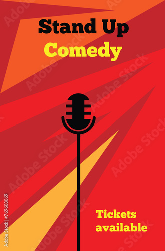 Stand Up Comedy Poster with Microphone Silhouette. Popular events and culture concept vector