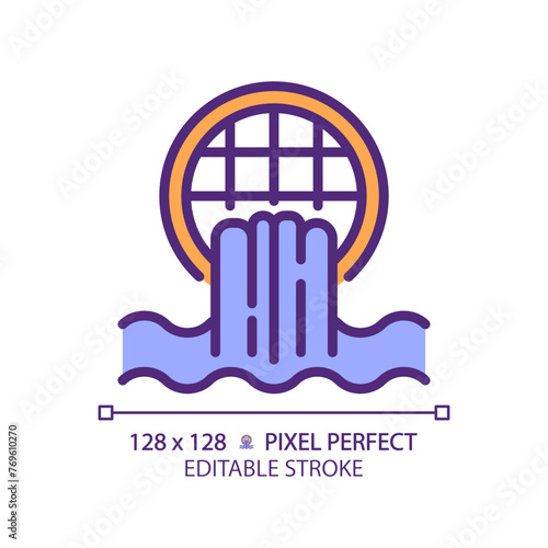 Storm drain RGB color icon. Wastewater runoff. Water management. Flood prevention. Urban infrastructure. Isolated vector illustration. Simple filled line drawing. Editable stroke. Pixel perfect