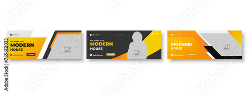 Bundle Real estate house and Set of elegant modern abstract home for sale real estate Facebook cover, banner, for smooth gradient background shape color ad template