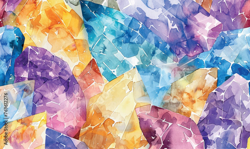 watercolor colorful pattern background with gemstones