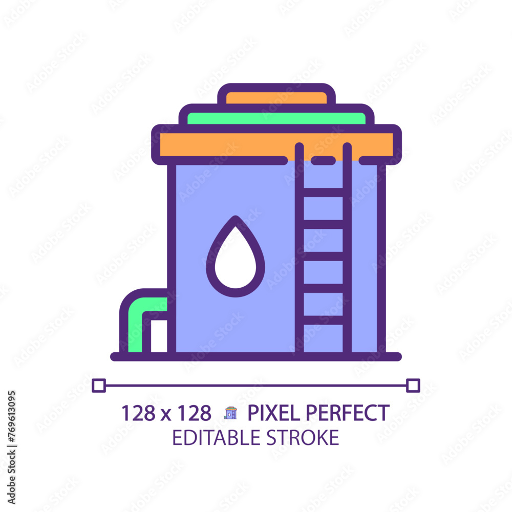 Water reservoir RGB color icon. Storage tank. Municipal water system ...