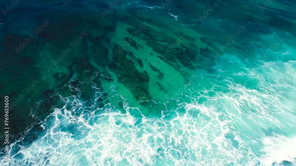 Coral reef, clear baby blue water, and beach drone footage in hawaii Coral reef, clear baby blue water, and beach drone footage in hawaii