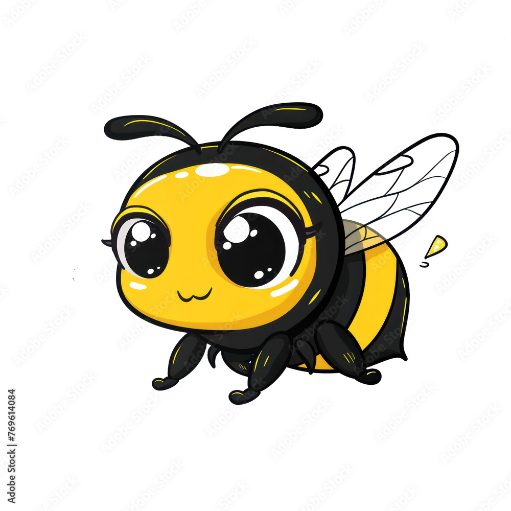 Cute bee in cartoon style. Flat illustration on transparent background Cute bee in cartoon style. Flat illustration on transparent background