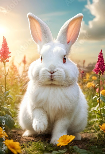 May Easter bunny and flowers  © Irina