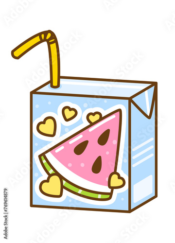 Cute cartoon watermelon juice isolated on white