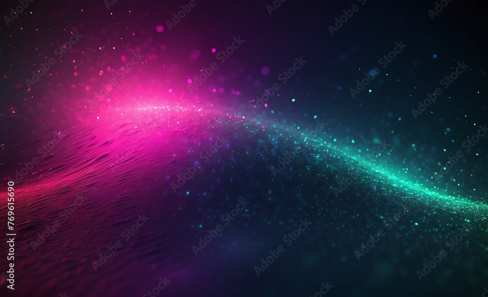 abstract background with purple light rays and glittering particles. Beam with sparks. Glowing lines. Wave of dots and weave lines