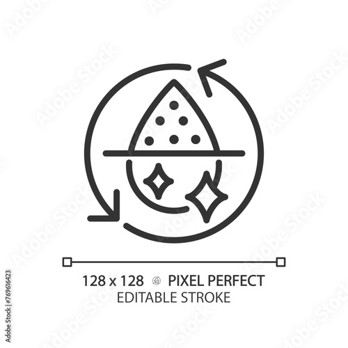 Desalination linear icon. Water management. Environmental engineering. Purification process. Thin line illustration. Contour symbol. Vector outline drawing. Editable stroke. Pixel perfect