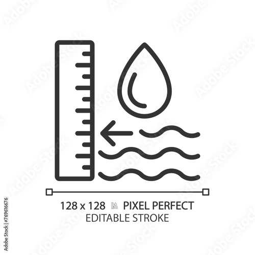 Groundwater level linear icon. Water table. Hydrogeological study. Groundwater recharge. Thin line illustration. Contour symbol. Vector outline drawing. Editable stroke. Pixel perfect photo