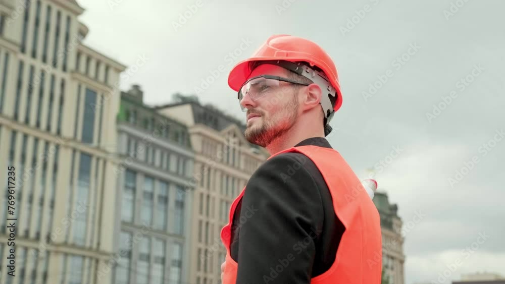 Portrait of male working at construction site Portrait of male working at construction site