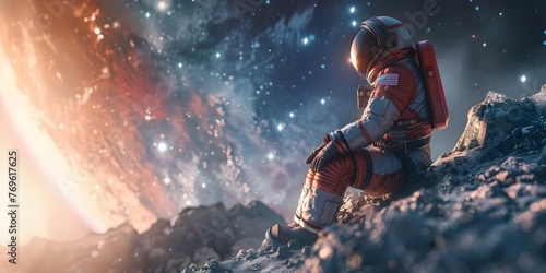 Space suit explorer Navigating Alien Frontiers Representing Boundless Adventure and Discovery in the Cosmic Realm